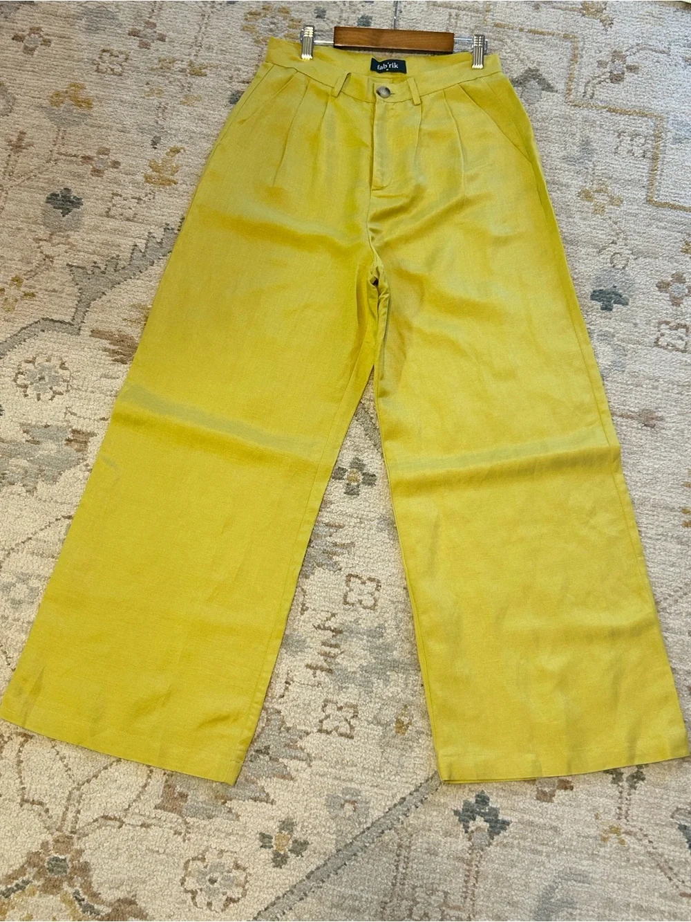 fab'rik Green Wide-Leg High-Rise Trousers